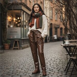 ​🤎 LUCY PARIS High Rise Paperbag Faux Leather Trousers Pants 🤎